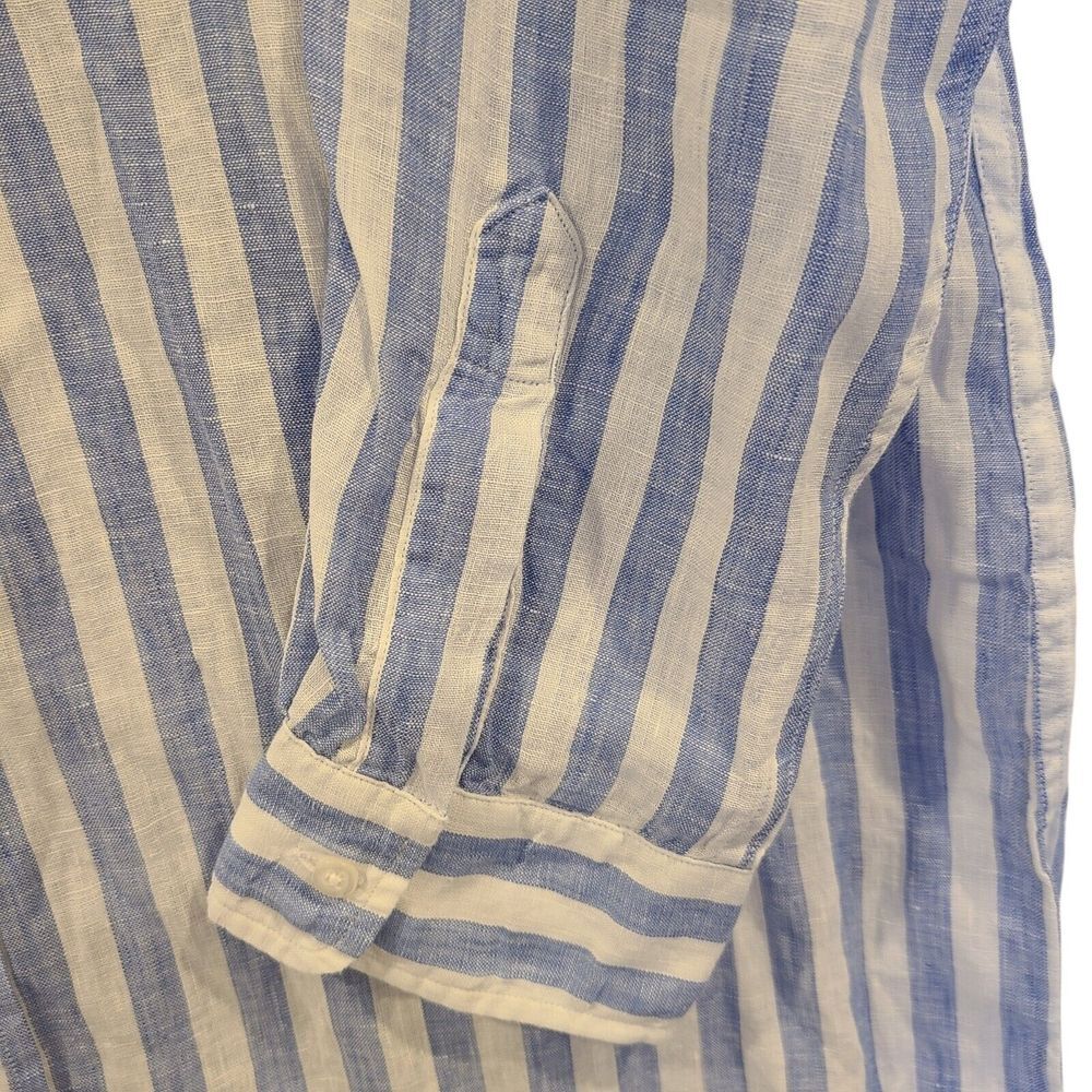 Frank & Eileen Rory Linen Maxi Shirtdress XL Blue White Stripes Casual Beach - Picture 8 of 9